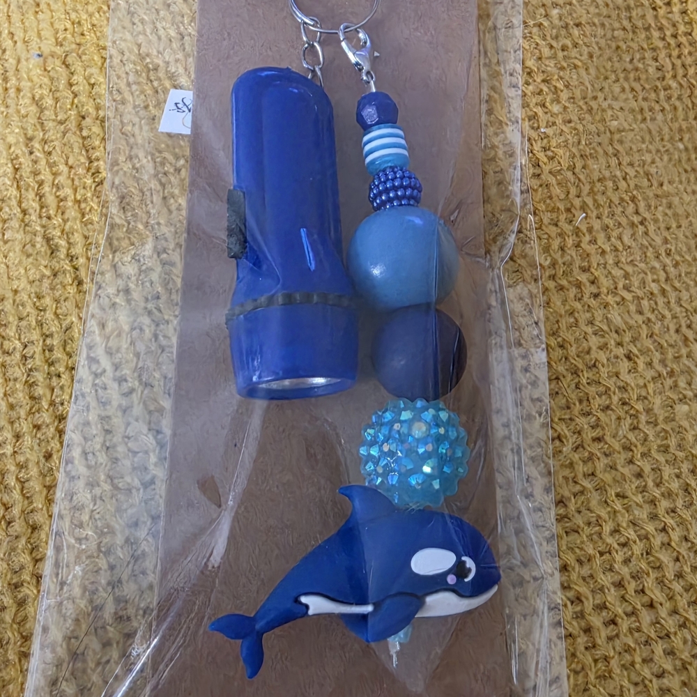 Blue Whale Keychain with Flashlight